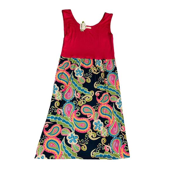 Lolly Wolly Doodle Women's Size XS Paisley‎ Pink Tank Dress In Spring Colors - Picture 7 of 9